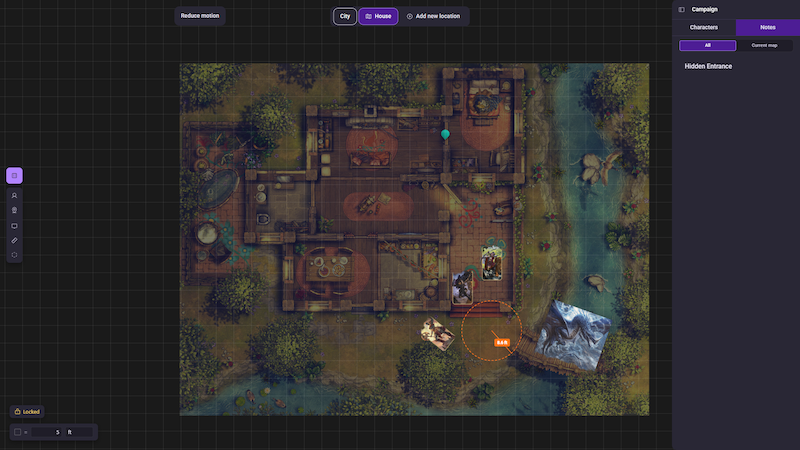 Screenshot of the TTRPG Virtual Tabletop
